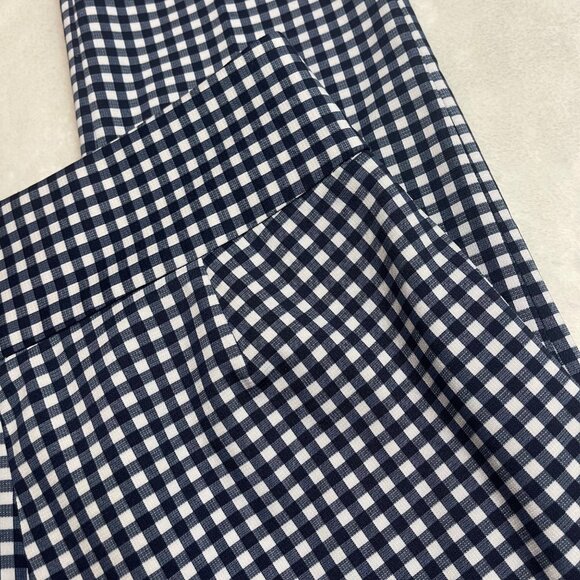 Zara Woman Gingham High Waisted Ankle Pants Size 4 Pockets Trousers Navy White - Picture 10 of 10